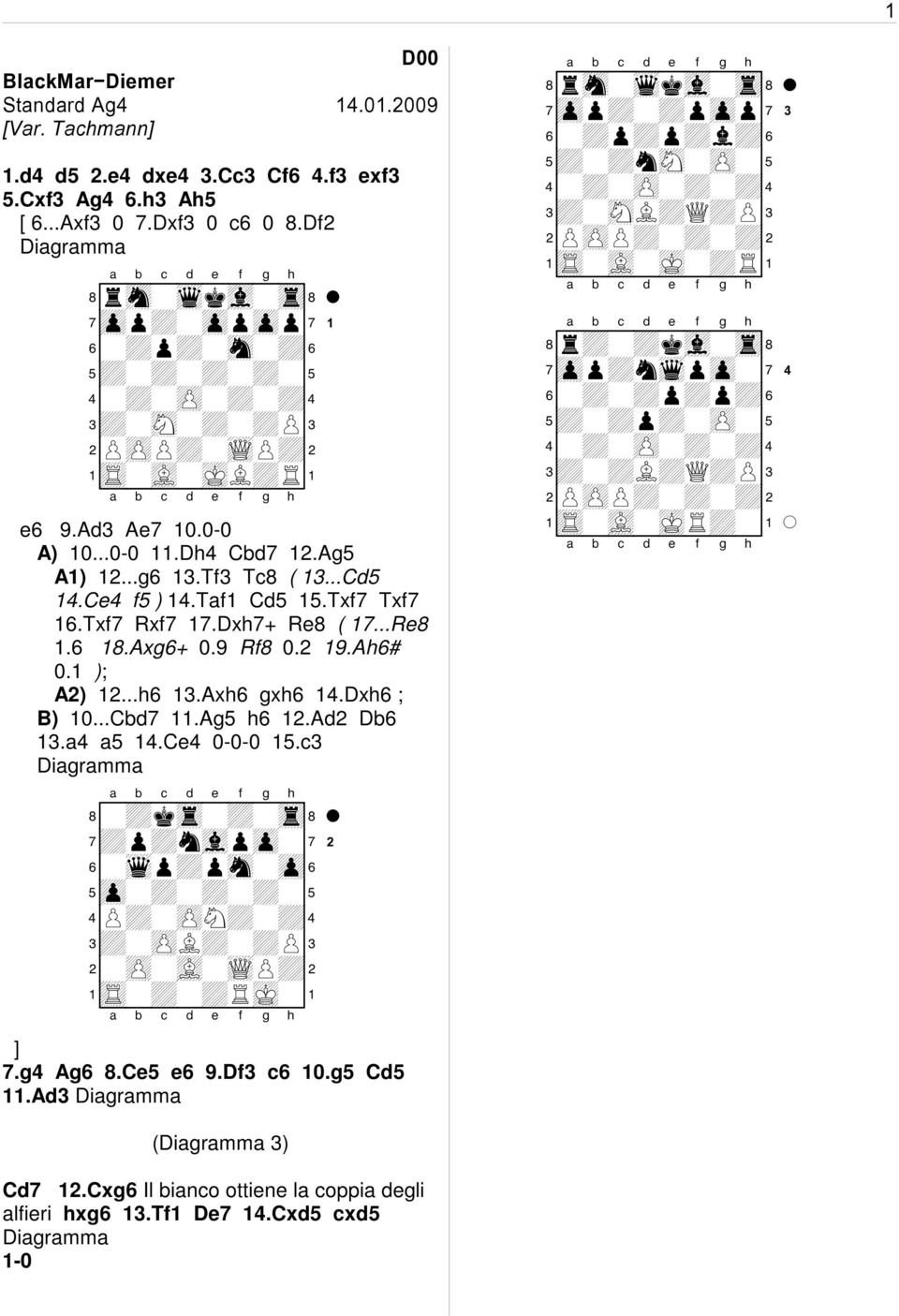 9 Rf8 0. 9.Ah6# 0. ); A)...h6.Axh6 gxh6 4.Dxh6 ; B) 0...Cbd7.Ag5 h6.ad Db6.a4 a5 4.Ce4 0-0-0 5.c + + + + + + + + Q + + + 7.g4 Ag6 8.Ce5 e6 9.