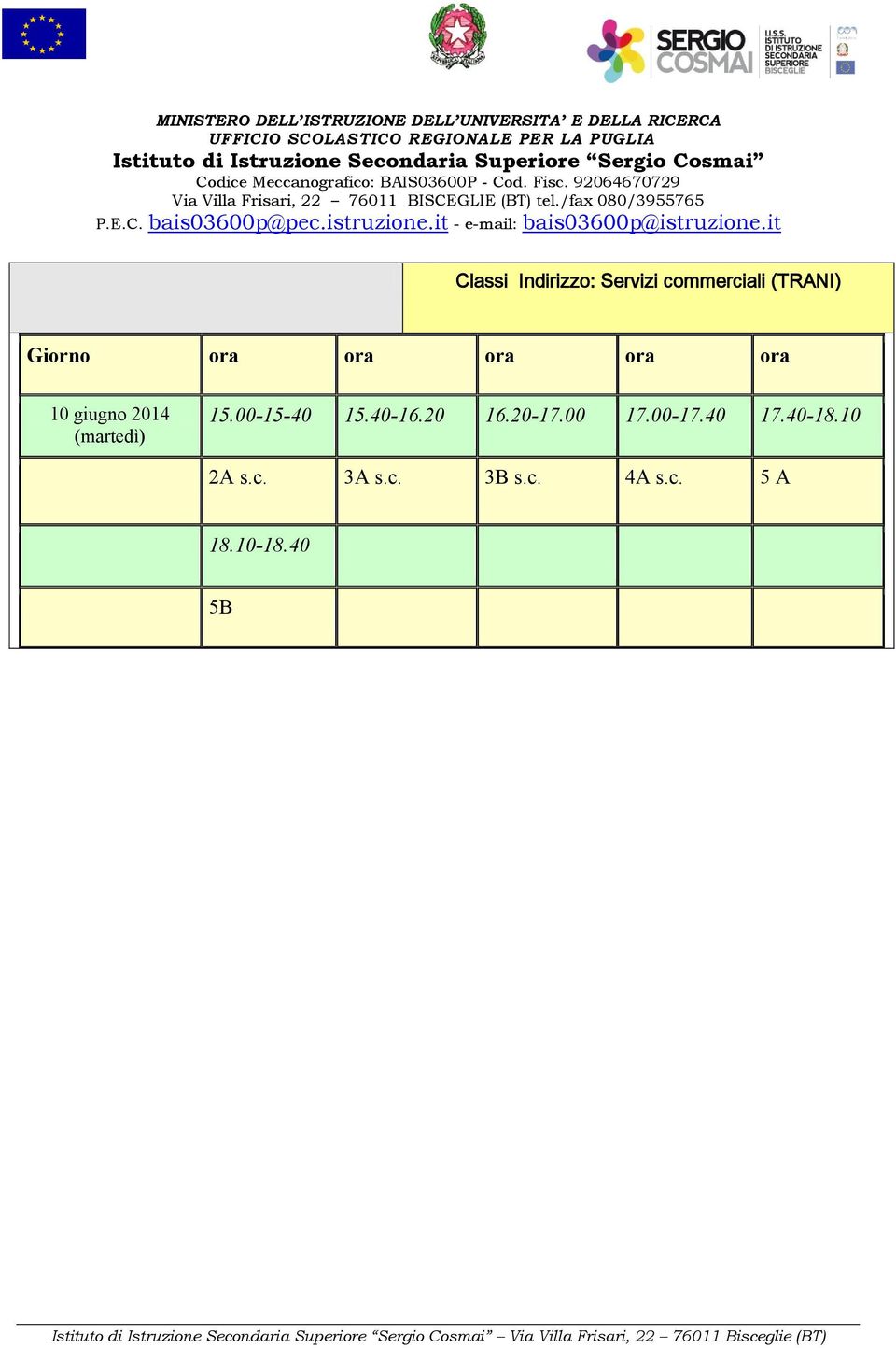 20 16.20-17.00 17.00-17.40 17.40-18.10 2A s.c.