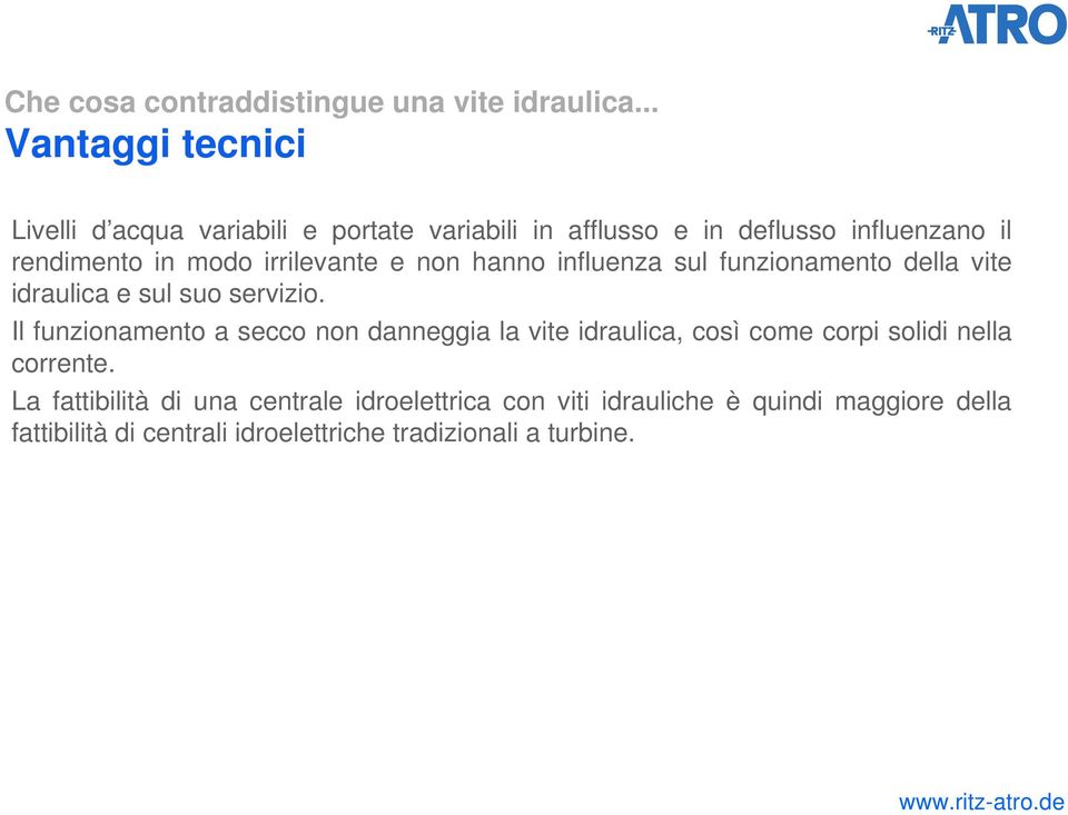 irrilevante e non hanno influenza sul funzionamento della vite idraulica e sul suo servizio.