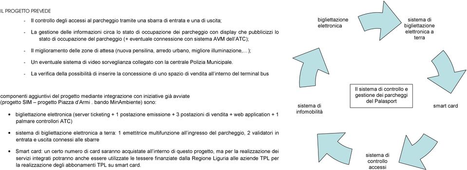 illuminazione, ); - Un eventuale sistema di video sorveglianza collegato con la centrale Polizia Municipale.