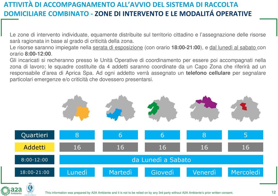 Le risorse saranno impiegate nella serata di esposizione (con orario 18:00-21:00), e dal lunedì al sabato con orario 8:00-12:00.