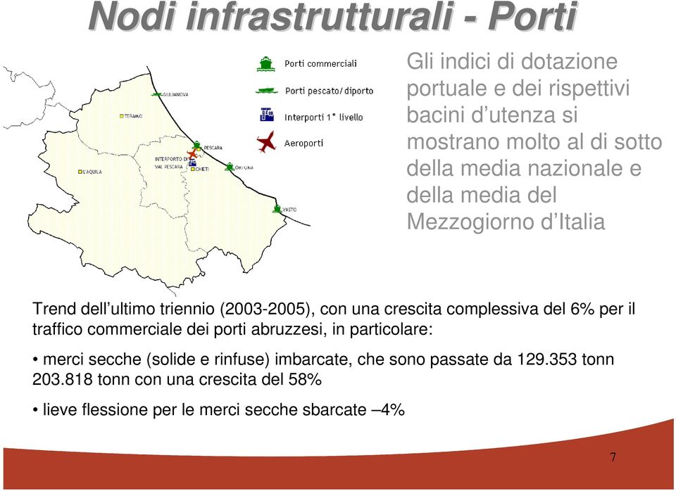 crescita complessiva del 6% per il traffico commerciale dei porti abruzzesi, in particolare: merci secche (solide e