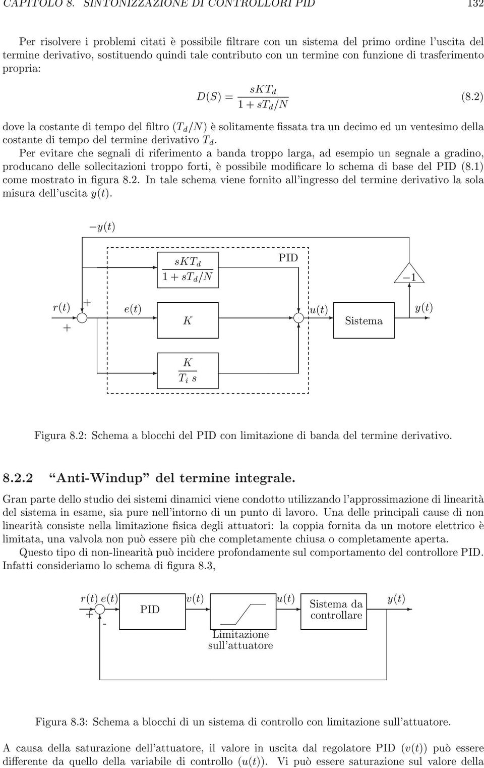 funzione di traferimento propria: D(S) = T d T d =N (8.2) dove lacotante di tempo del ltro (T d =N) e olitamente ata tra un decimo ed un venteimo della cotante di tempo del termine derivativo T d.