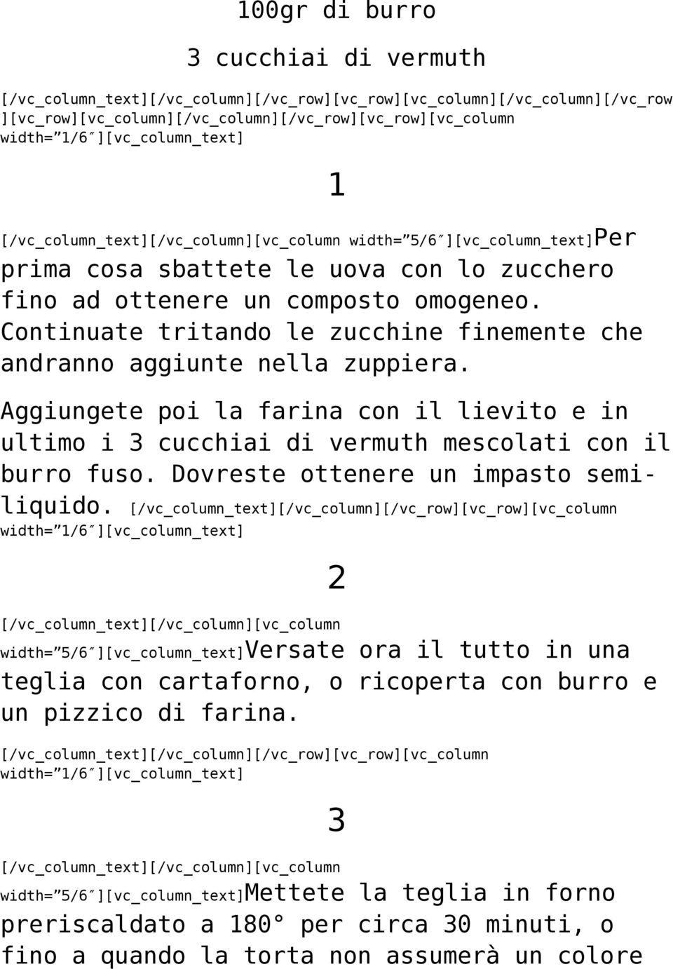 1 Aggiungete poi la farina con il lievito e in ultimo i 3 cucchiai di vermuth mescolati con il burro fuso. Dovreste ottenere un impasto semiliquido.