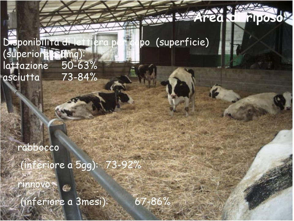 50-63% asciutta 73-84% Area di riposo rabbocco