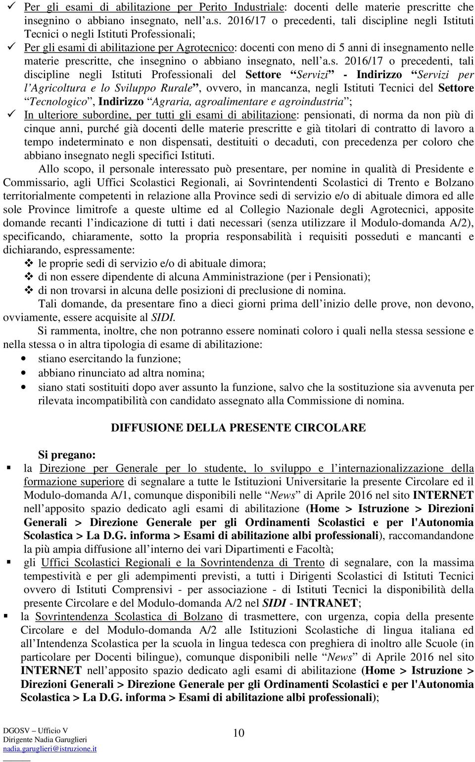 riale: docenti delle materie presc