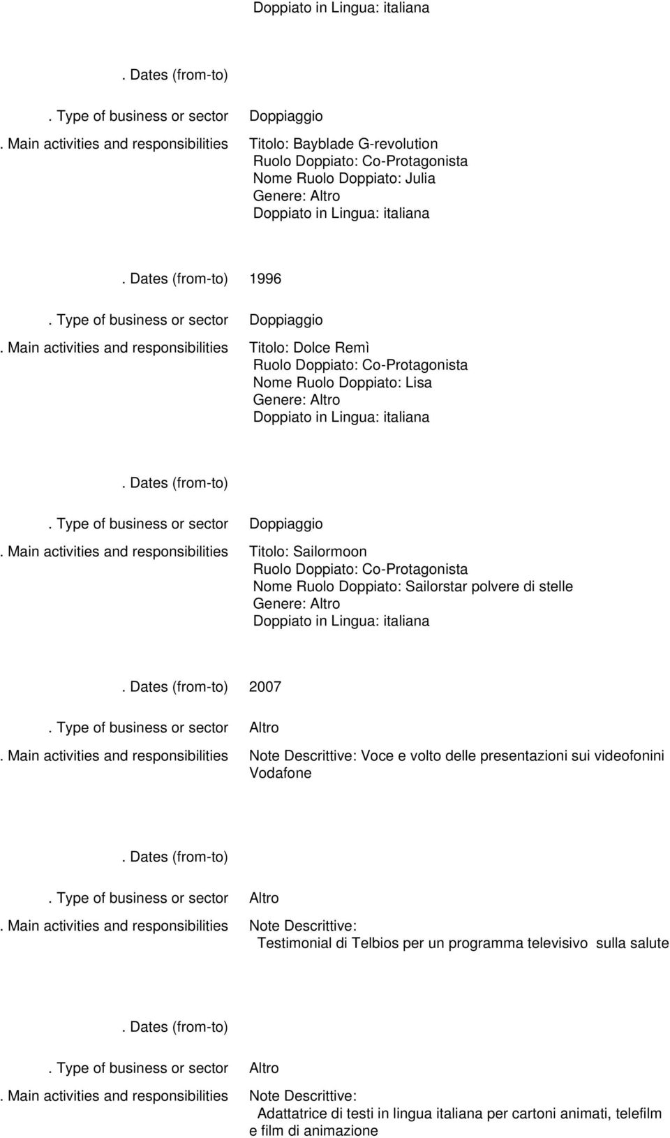 presentazioni sui videofonini Vodafone Note Descrittive: Testimonial di Telbios per un programma televisivo