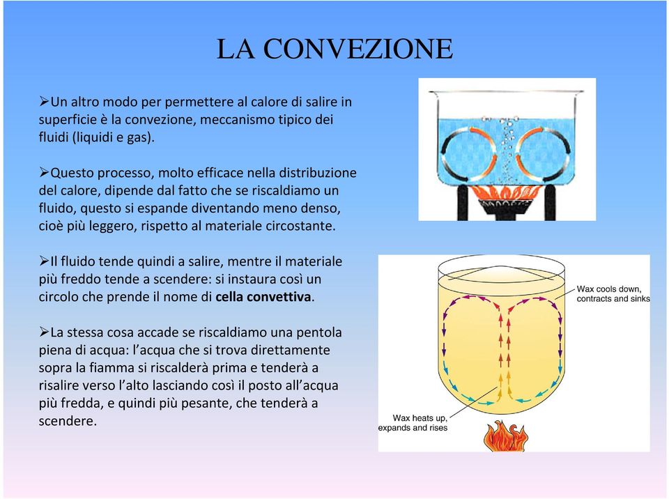 materiale circostante. Il fluido tende quindi a salire, mentre il materiale più freddo tende a scendere: si instaura così un circolo che prende il nome di cella convettiva.