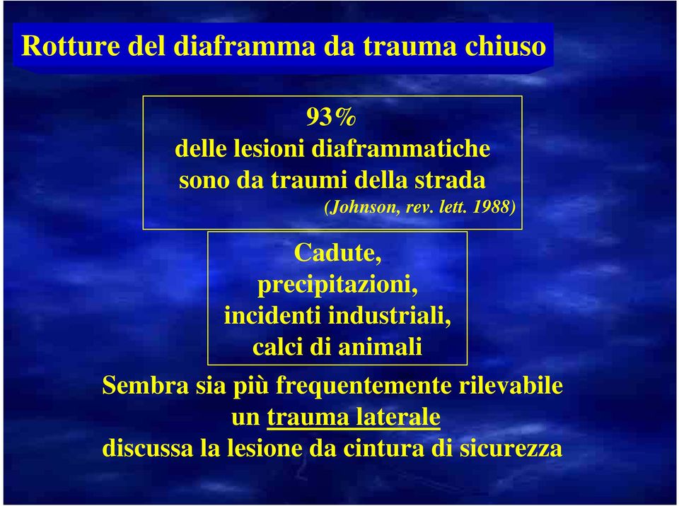 1988) Cadute, precipitazioni, incidenti industriali, calci di animali