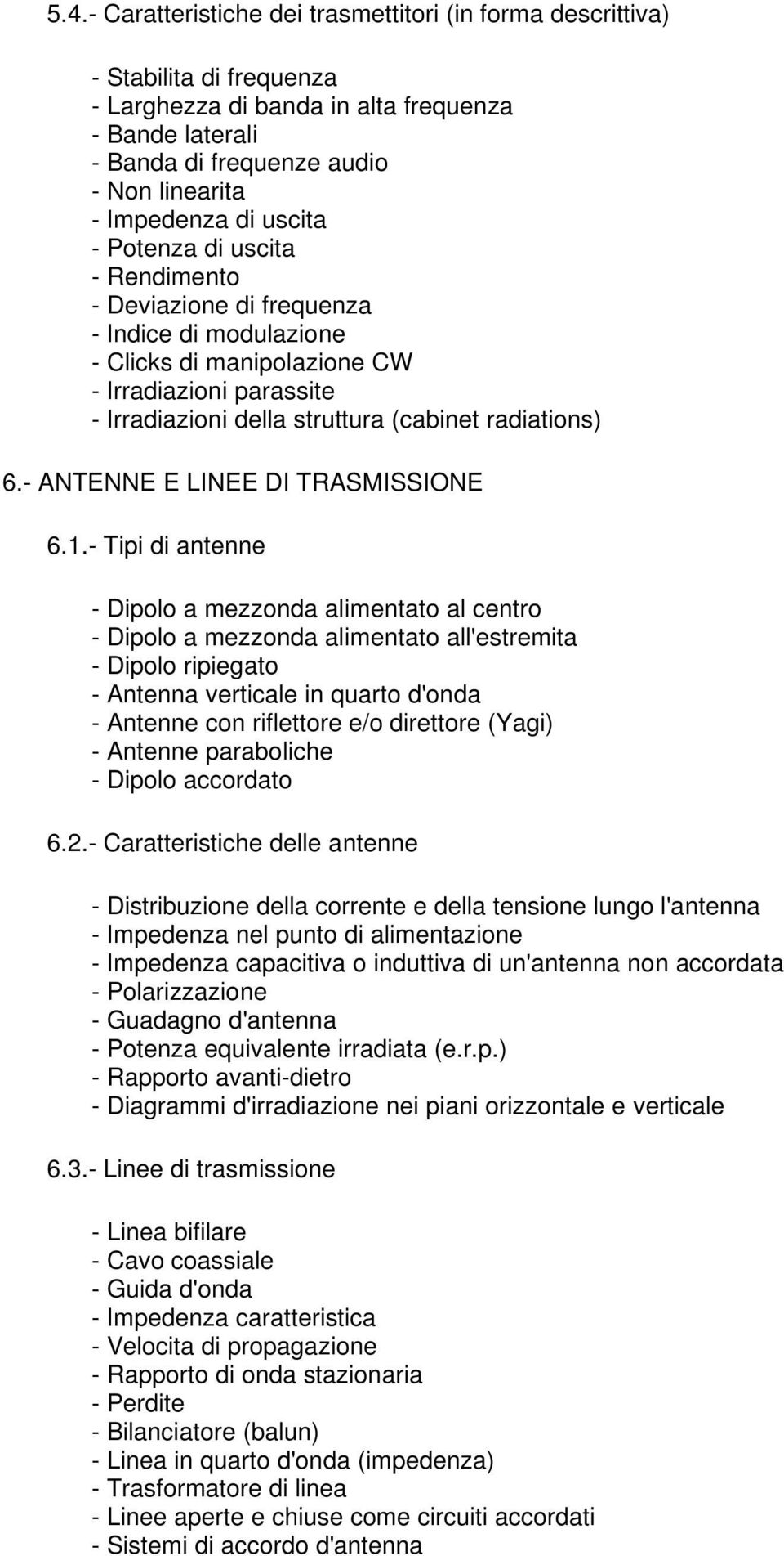 6.- ANTENNE E LINEE DI TRASMISSIONE 6.1.