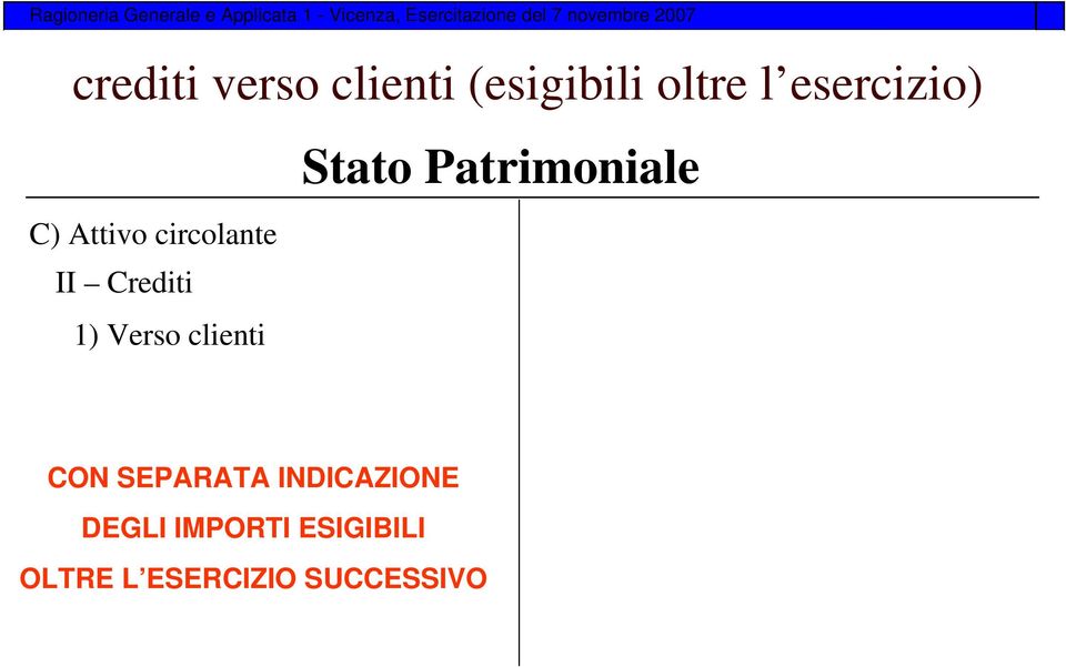 circolante II Crediti 1) Verso clienti CON