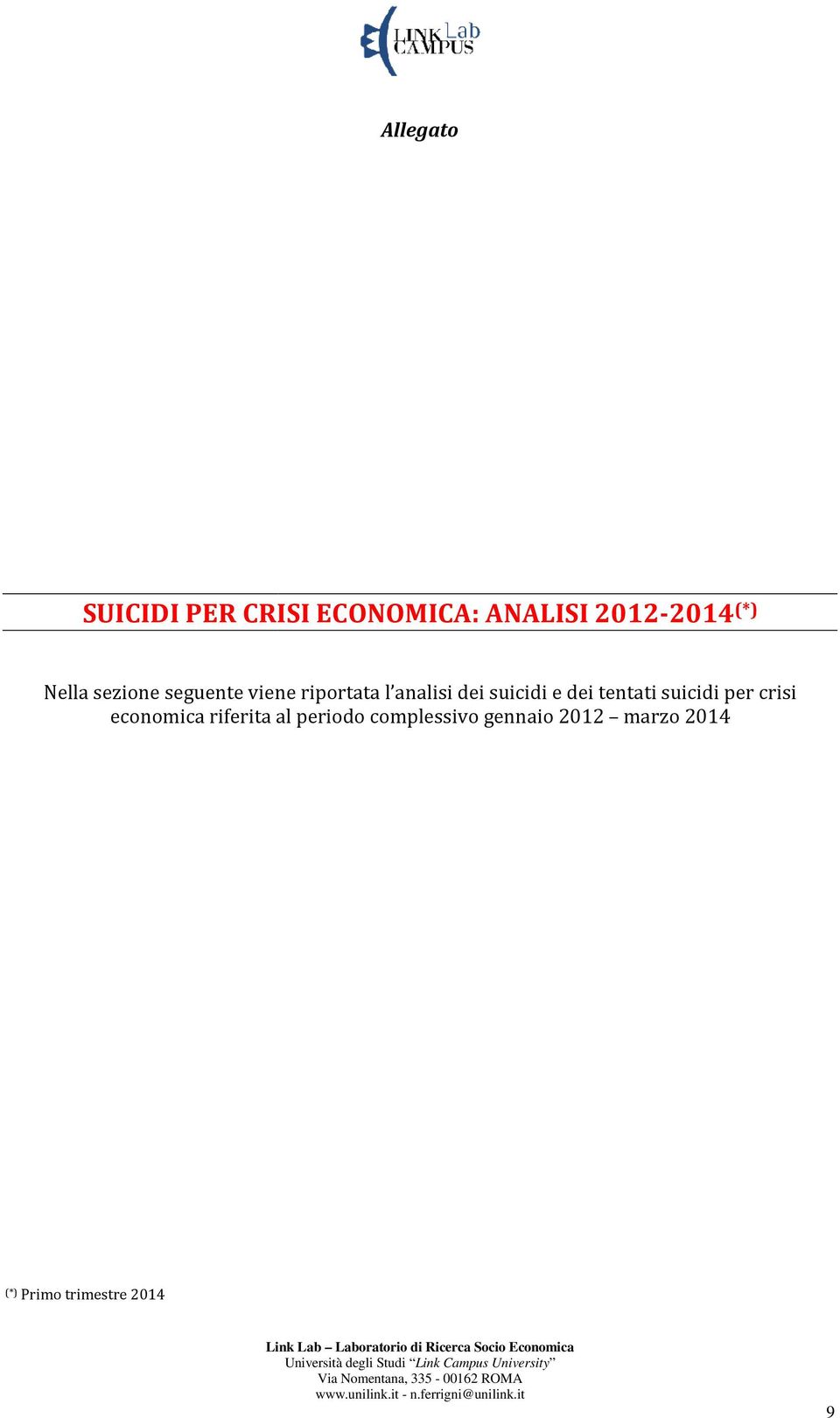 tentati suicidi per crisi economica riferita al periodo