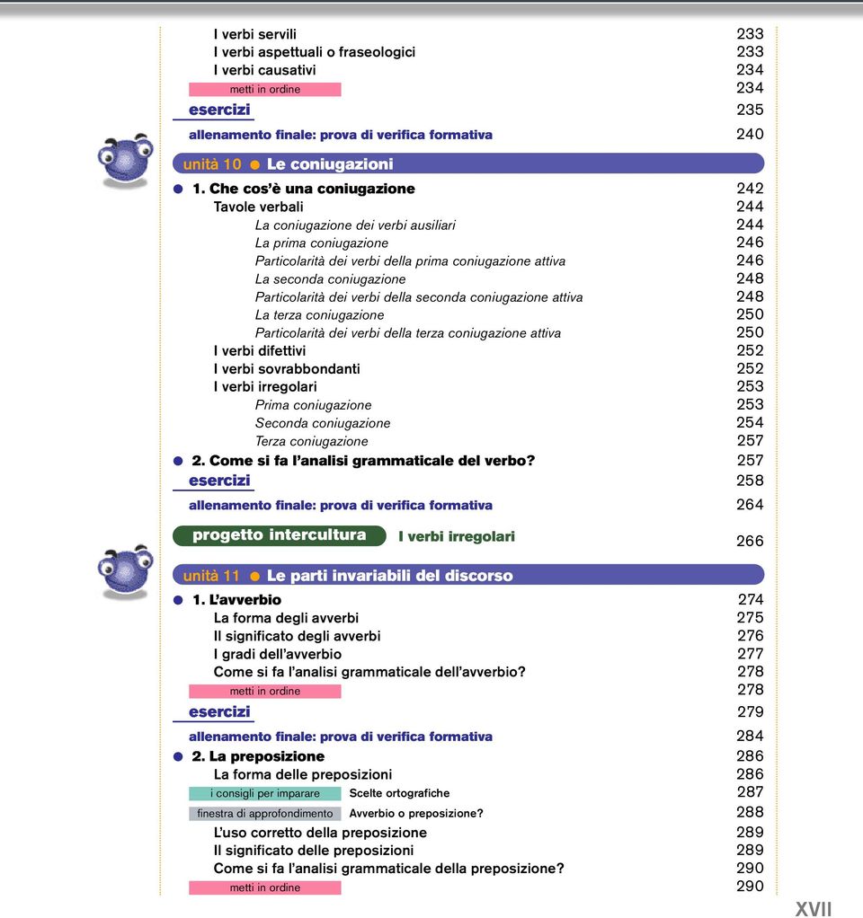 248 Particolarità dei verbi della seconda coniugazione attiva 248 La terza coniugazione 250 Particolarità dei verbi della terza coniugazione attiva 250 I verbi difettivi 252 I verbi sovrabbondanti