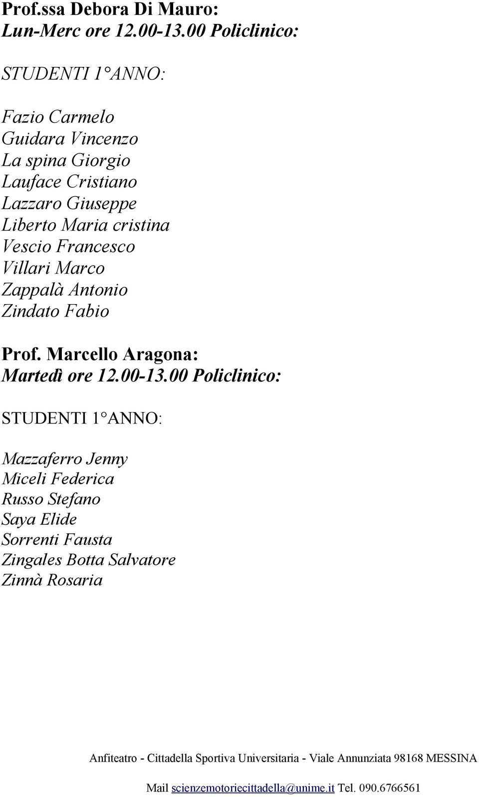 Liberto Maria cristina Vescio Francesco Villari Marco Zappalà Antonio Zindato Fabio Prof.