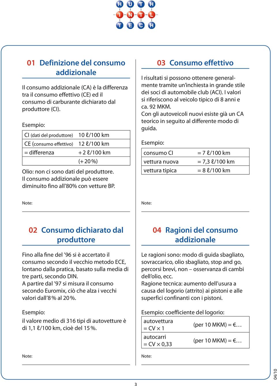 03 Consumo effettivo I risultati si possono ottenere generalmente tramite un inchiesta in grande stile dei soci di automobile club (ACI). I valori si riferiscono al veicolo tipico di 8 anni e ca.