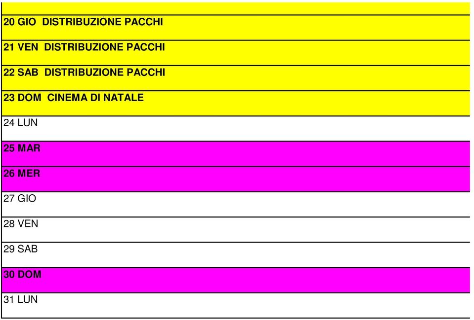 DISTRIBUZIONE PACCHI 23 DOM CINEMA DI