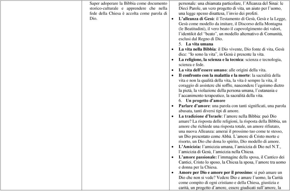 L alleanza di Gesù: il Testamento di Gesù, Gesù e la Legge, Gesù come modello da imitare, il Discorso della Montagna (le Beatitudini), il vero beato il capovolgimento dei valori, l identikit del