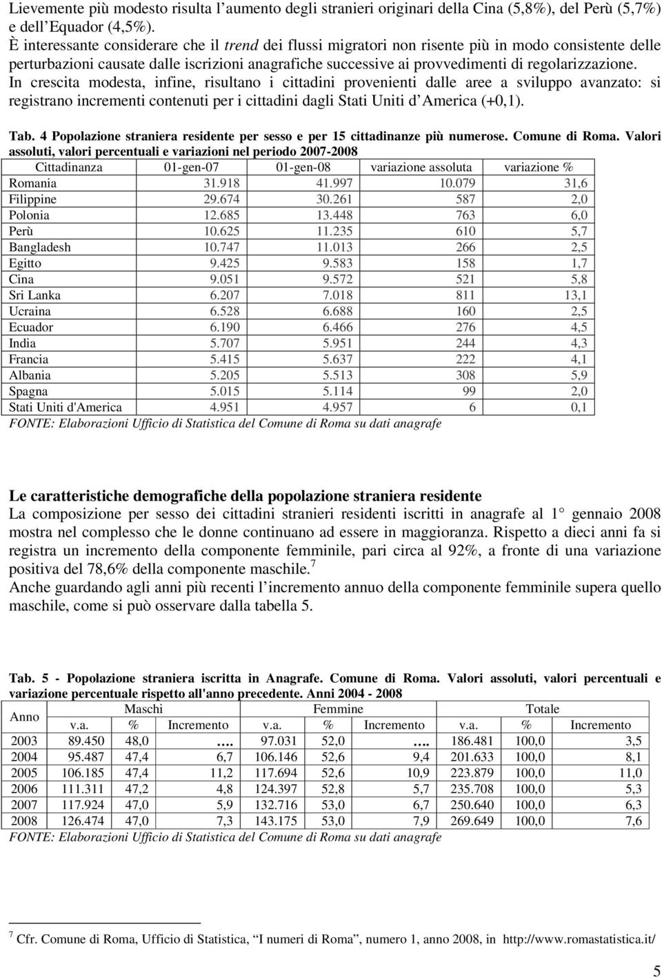 regolarizzazione. In crescita modesta, infine, risultano i cittadini provenienti dalle aree a sviluppo avanzato: si registrano incrementi contenuti per i cittadini dagli Stati Uniti d America (+0,1).