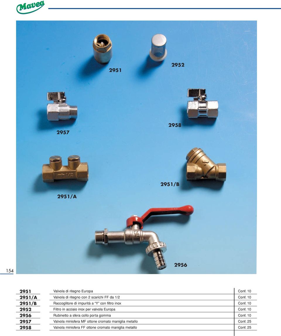 10 Raccoglitore di impurità a Y con filtro inox Conf. 10 Filtro in acciaio inox per valvola Europa Conf.