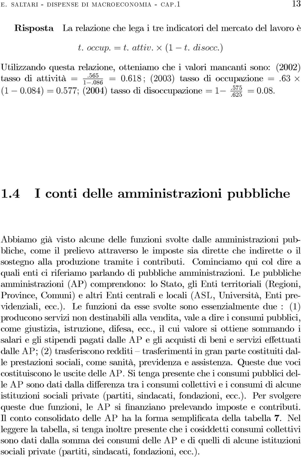 577; (2004) tasso di disoccupazione =1.575 =0.08..625 1.