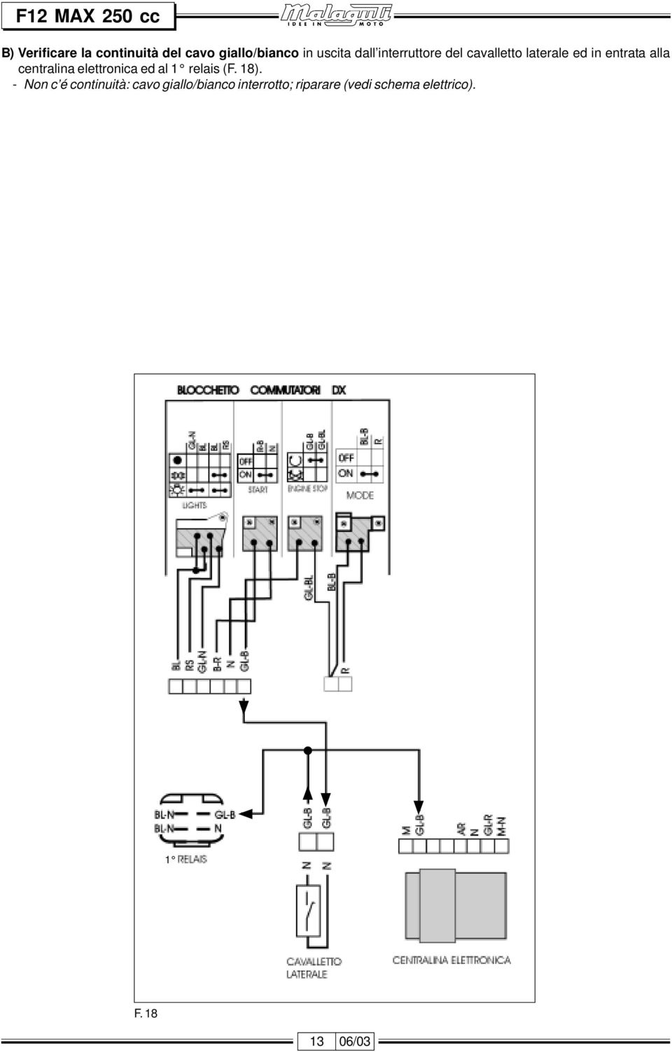 elettronica ed al 1 relais (F. 18).