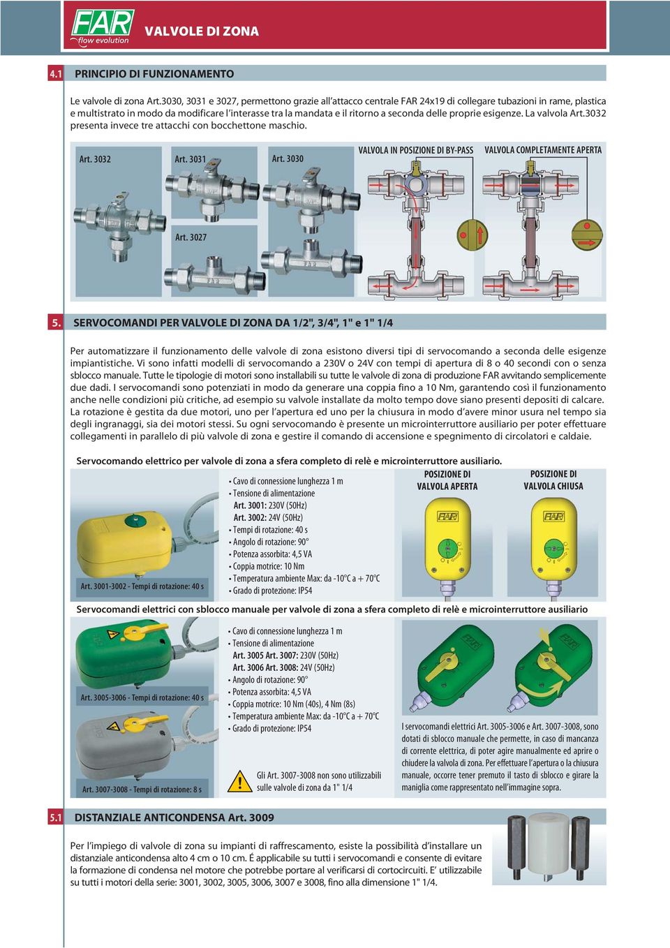 proprie esigenze. La valvola rt.3032 presenta invece tre attacchi con bocchettone maschio. rt. 3032 rt. 3031 rt. 3030 VLVOL IN POSIZION I Y-PSS VLVOL OMPLTMNT PRT rt. 3027 5.