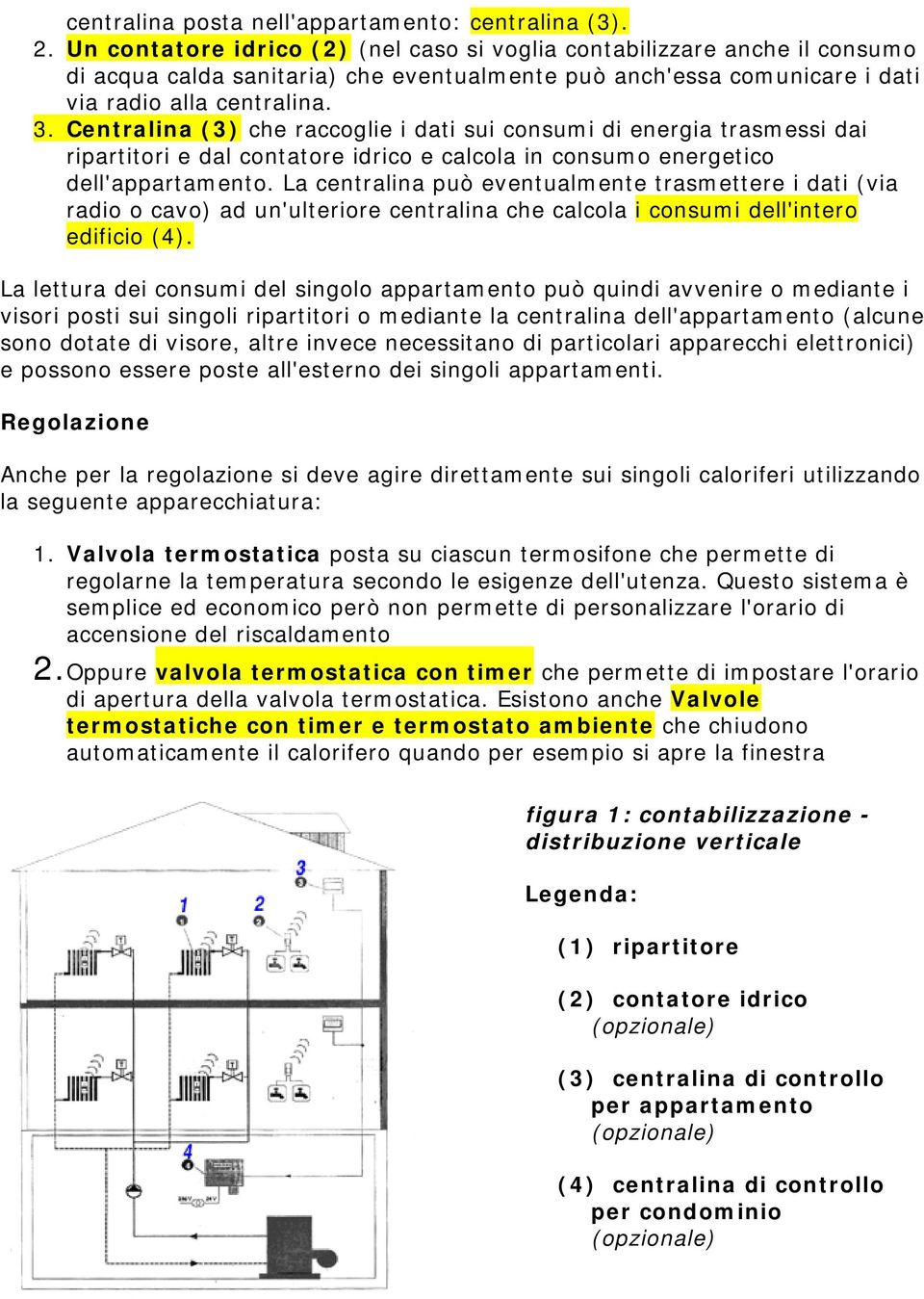 Centralina (3) che raccoglie i dati sui consumi di energia trasmessi dai ripartitori e dal contatore idrico e calcola in consumo energetico dell'appartamento.