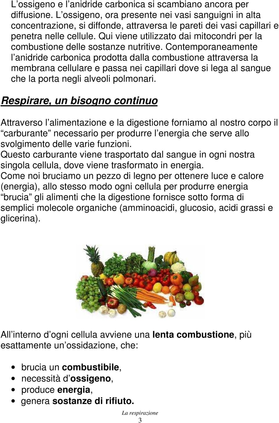 Qui viene utilizzato dai mitocondri per la combustione delle sostanze nutritive.