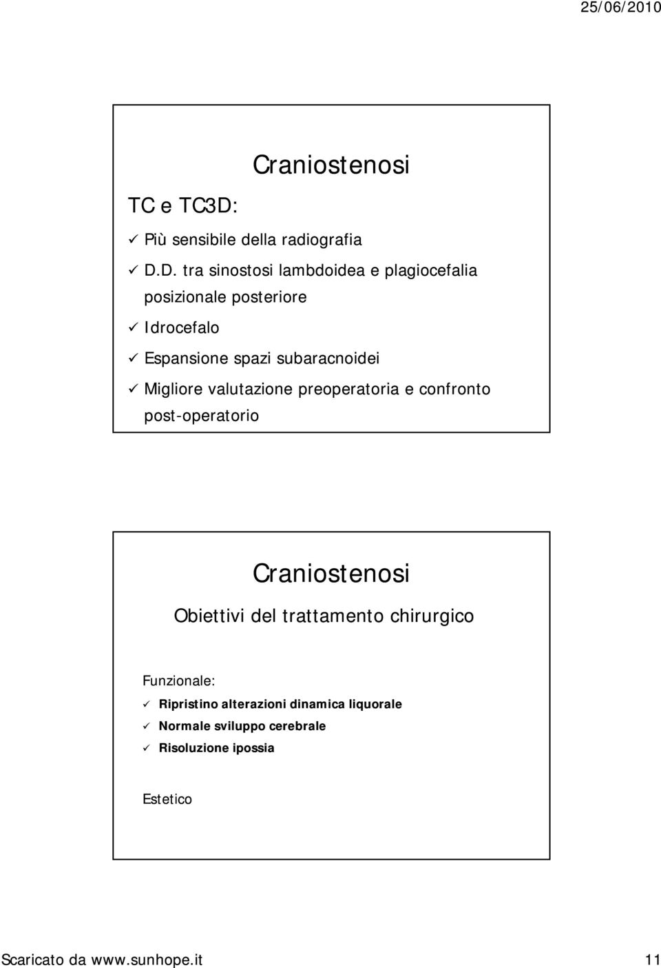 D. tra sinostosi lambdoidea e plagiocefalia posizionale posteriore Idrocefalo Espansione spazi