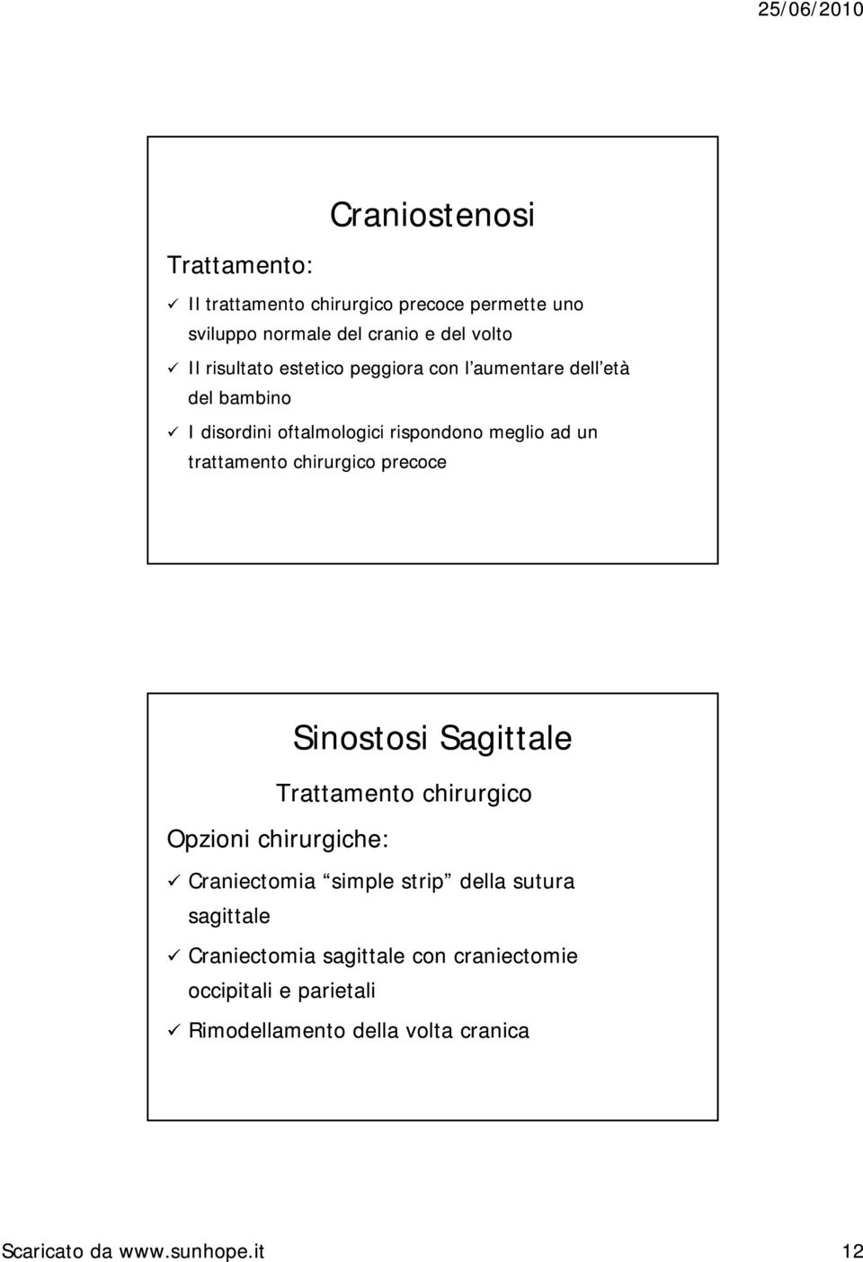 chirurgico precoce Sinostosi Sagittale Opzioni chirurgiche: Craniectomia simple strip della sutura sagittale