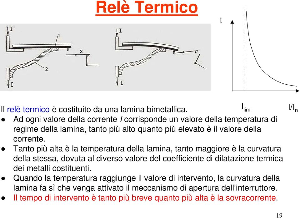 Tanto più alta è la temperatura della lamina, tanto maggiore è la curvatura della stessa, dovuta al diverso valore del coefficiente di dilatazione termica dei