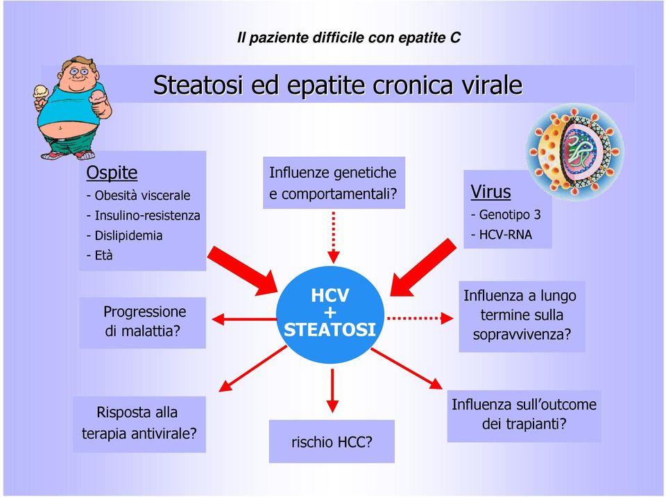 HCV + STEATOSI Virus - Genotipo 3 - HCV-RNA Influenza a lungo termine sulla