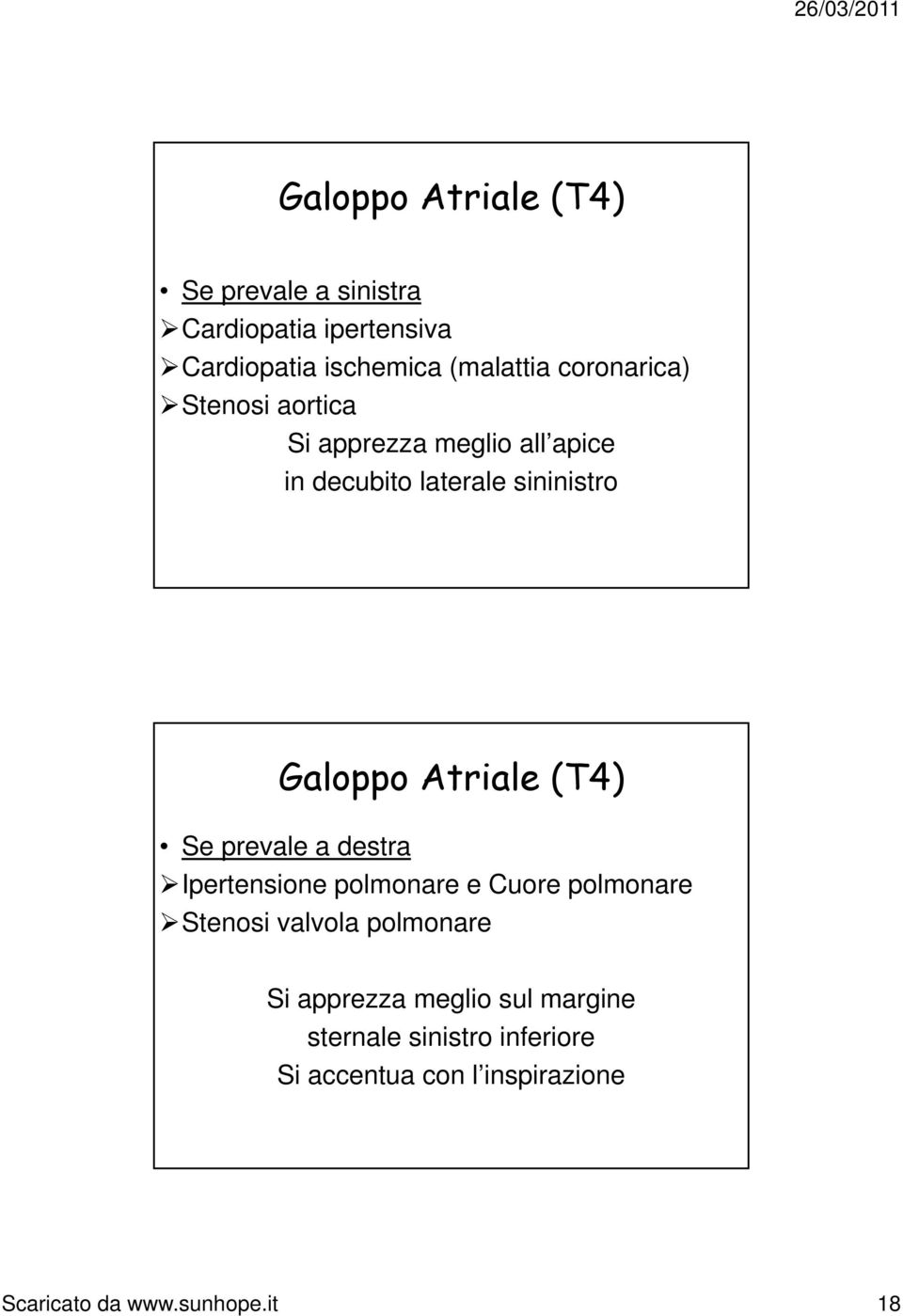 Atriale (T4) Se prevale a destra Ipertensione polmonare e Cuore polmonare Stenosi valvola polmonare Si