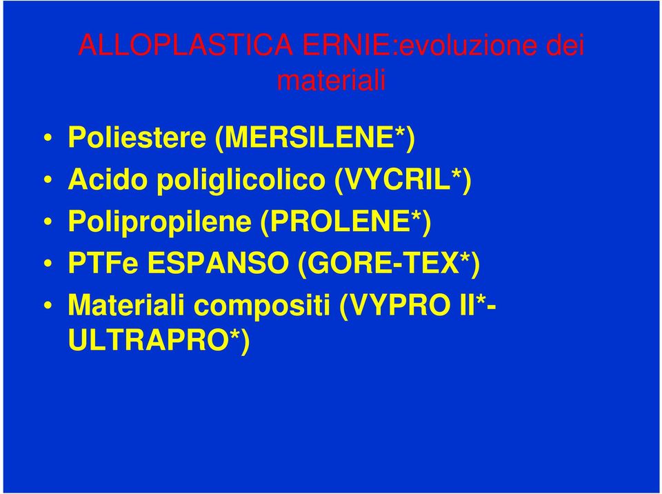 (VYCRIL*) Polipropilene (PROLENE*) PTFe ESPANSO