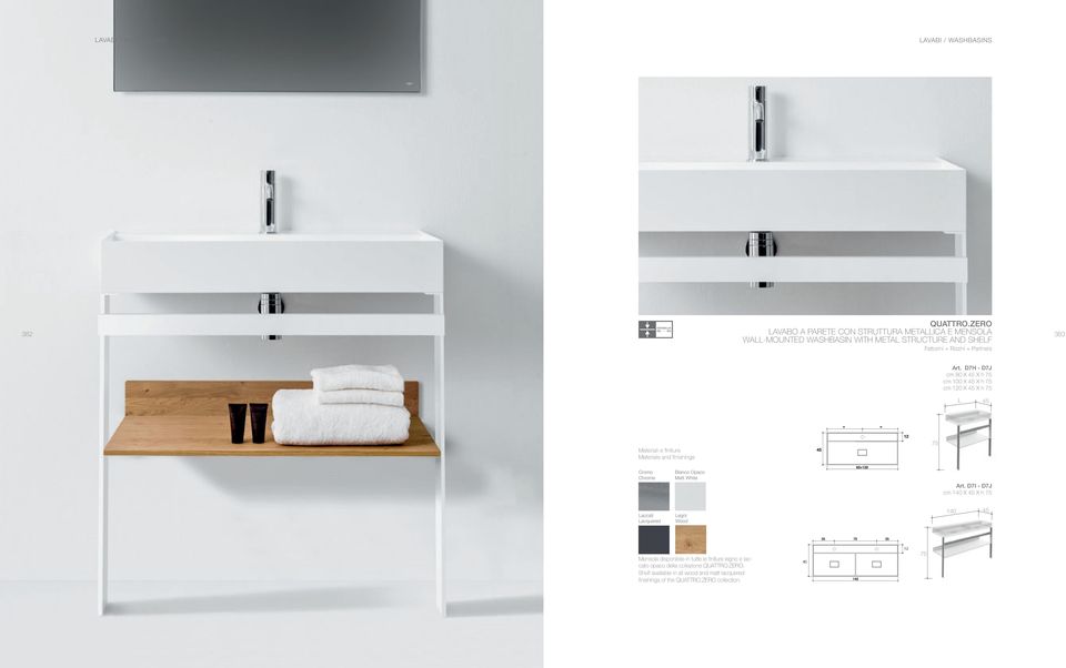 + Partners 383 Art. D7H - D7J cm 80 X X h 75 cm 100 X X h 75 cm 120 X X h 75 L 75 Cromo Chrome Bianco Matt White Art.