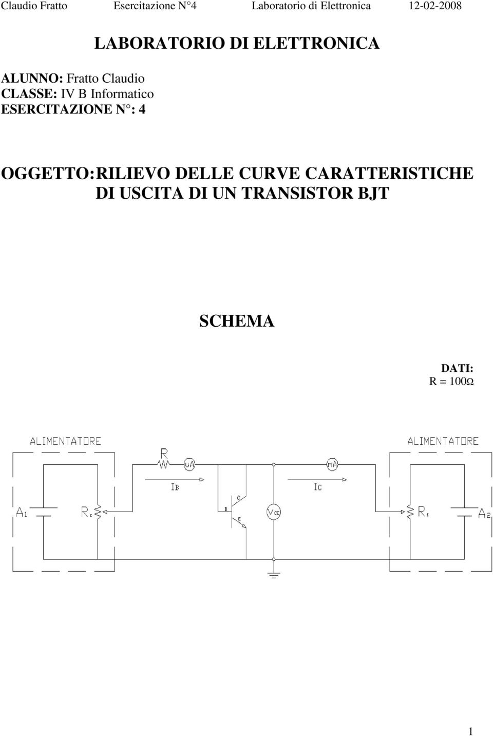 OGGETTO: RILIEVO DELLE CURVE CARATTERISTICHE DI