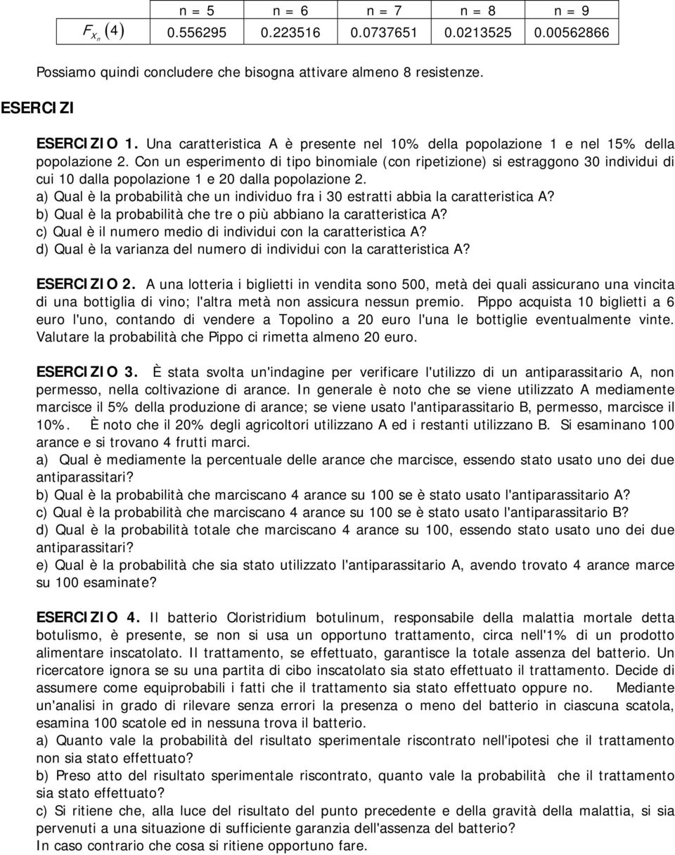 Co u esperimeto di tipo biomiale (co ripetizioe) si estraggoo 30 idividui di cui 0 dalla popolazioe e 20 dalla popolazioe 2.