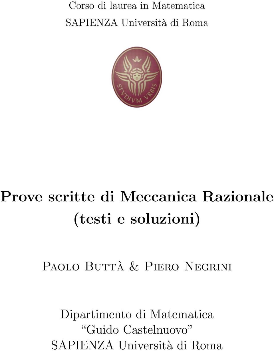 soluzioni Paolo Buttà & Piero Negrini Dipartimento di