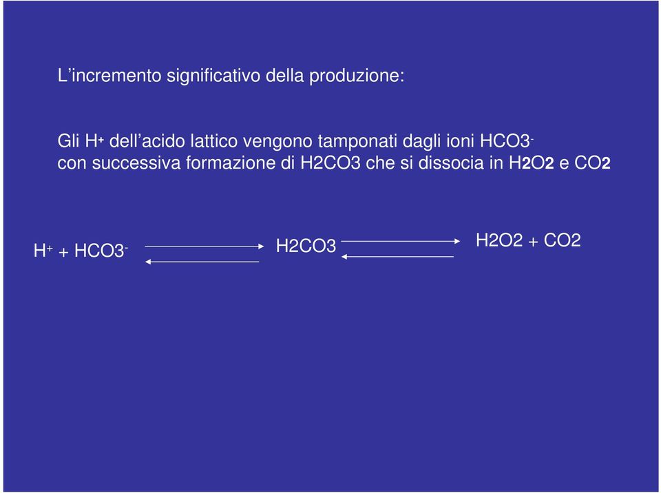 HCO3 - con successiva formazione di H2CO3 che si