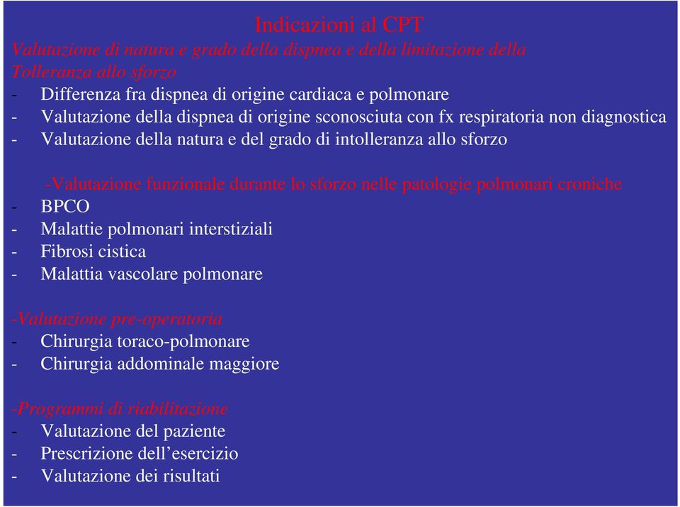 funzionale durante lo sforzo nelle patologie polmonari croniche - BPCO - Malattie polmonari interstiziali - Fibrosi cistica - Malattia vascolare polmonare -Valutazione