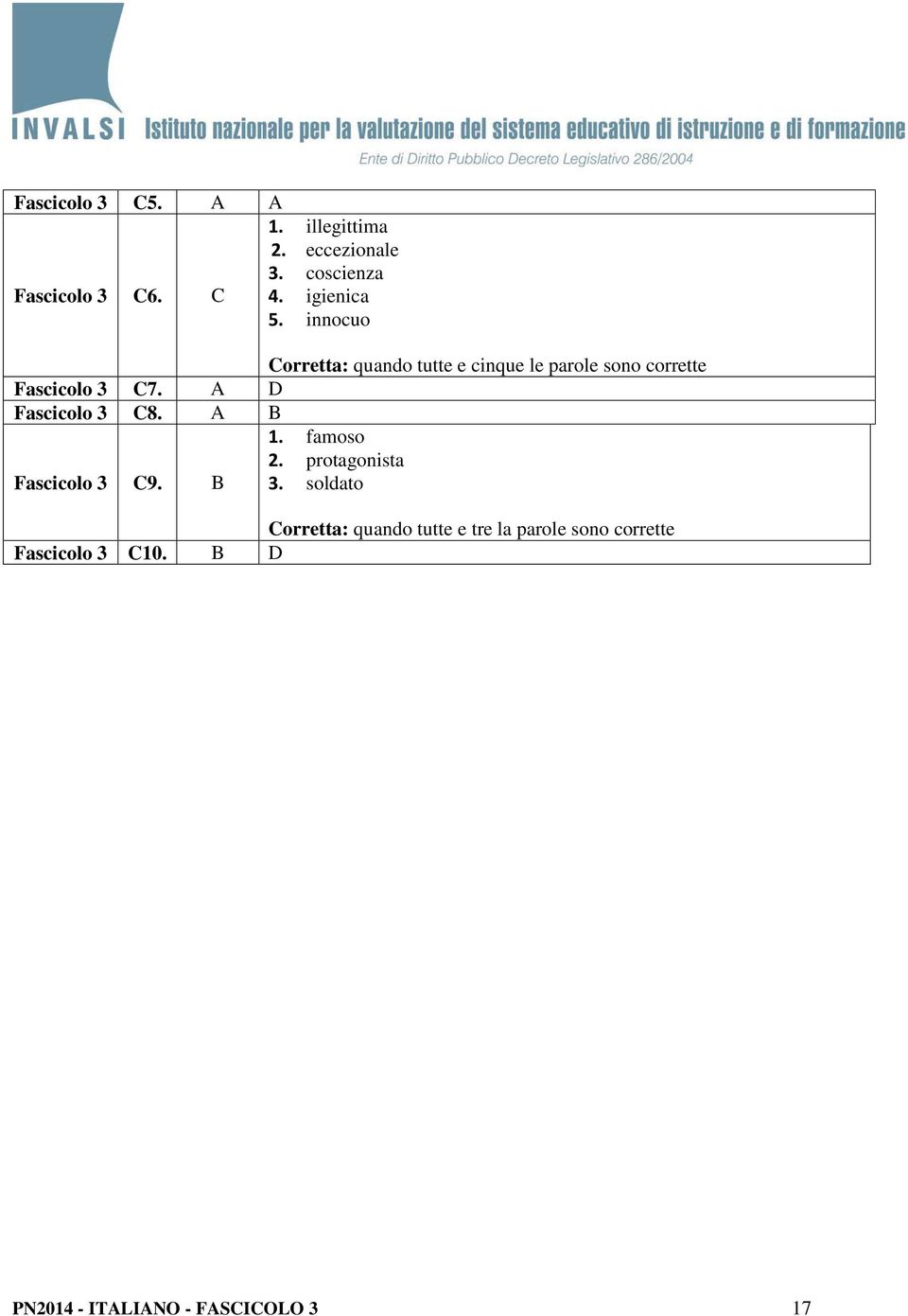 A D Fascicolo 3 C8. A B 1. famoso 2. protagonista Fascicolo 3 C9. B 3.