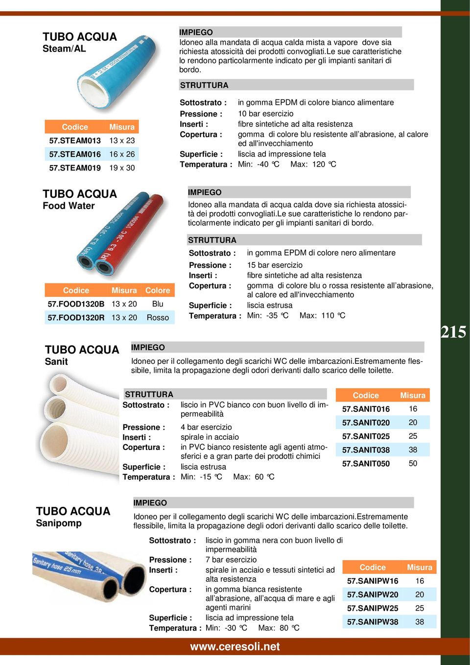 STEAM019 19 x 30 in gomma EPDM di colore bianco alimentare Inserti : fibre sintetiche ad alta resistenza Copertura : gomma di colore blu resistente all abrasione, al calore ed all'invecchiamento