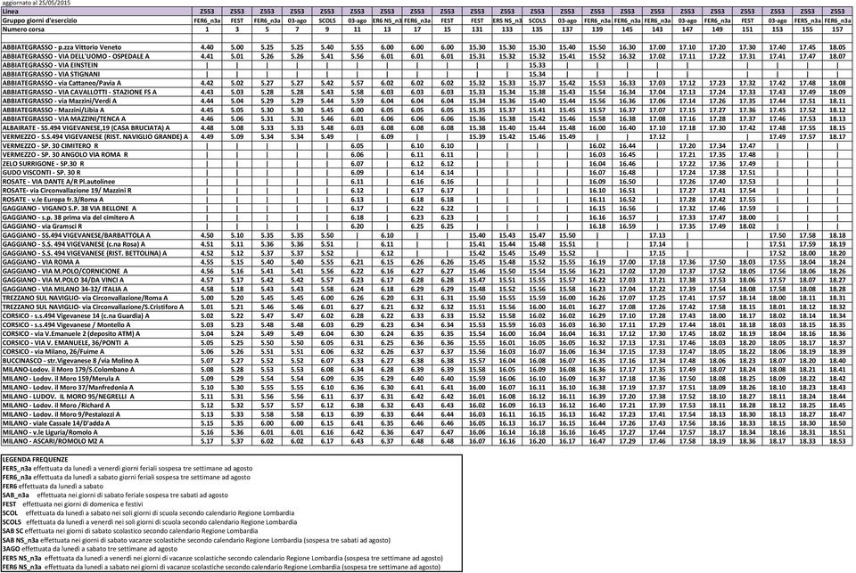 42 5.02 5.27 5.27 5.42 5.57 6.02 6.02 6.02 ABBIATEGRASSO - VIA CAVALLOTTI - STAZIONE FS A 4.43 5.03 5.28 5.28 5.43 5.58 6.03 6.03 6.03 ABBIATEGRASSO - via Mazzini/Verdi A 4.44 5.04 5.29 5.29 5.44 5.59 6.