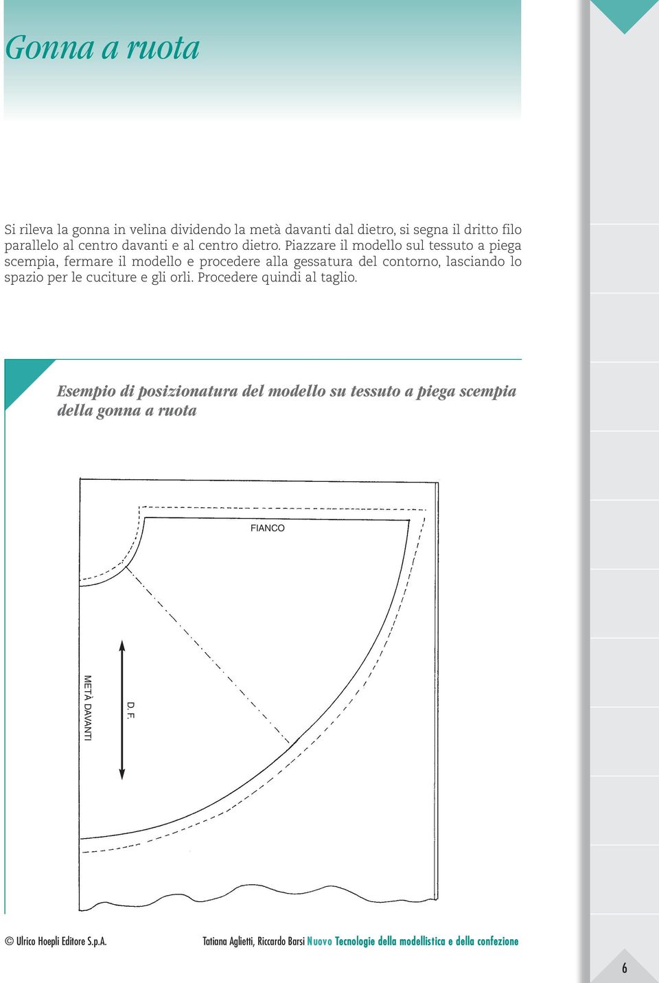 Piazzare il modello sul tessuto a piega scempia, fermare il modello e procedere alla gessatura del