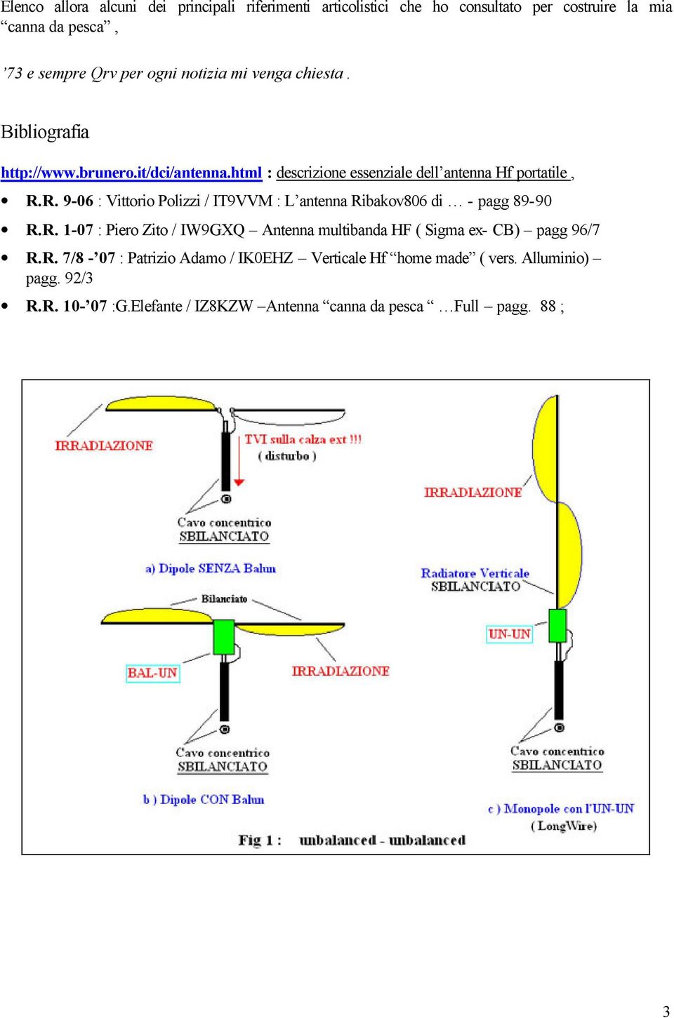 R. 9-06 : Vittorio Polizzi / IT9VVM : L antenna Ribakov806 di - pagg 89-90 R.R. 1-07 : Piero Zito / IW9GXQ Antenna multibanda HF ( Sigma ex- CB) pagg 96/7 R.