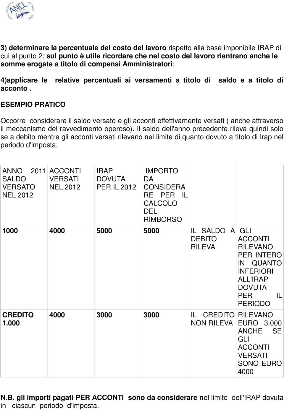 ESEMPIO PRATICO Occorre considerare il saldo versato e gli acconti effettivamente versati ( anche attraverso il meccanismo del ravvedimento operoso).