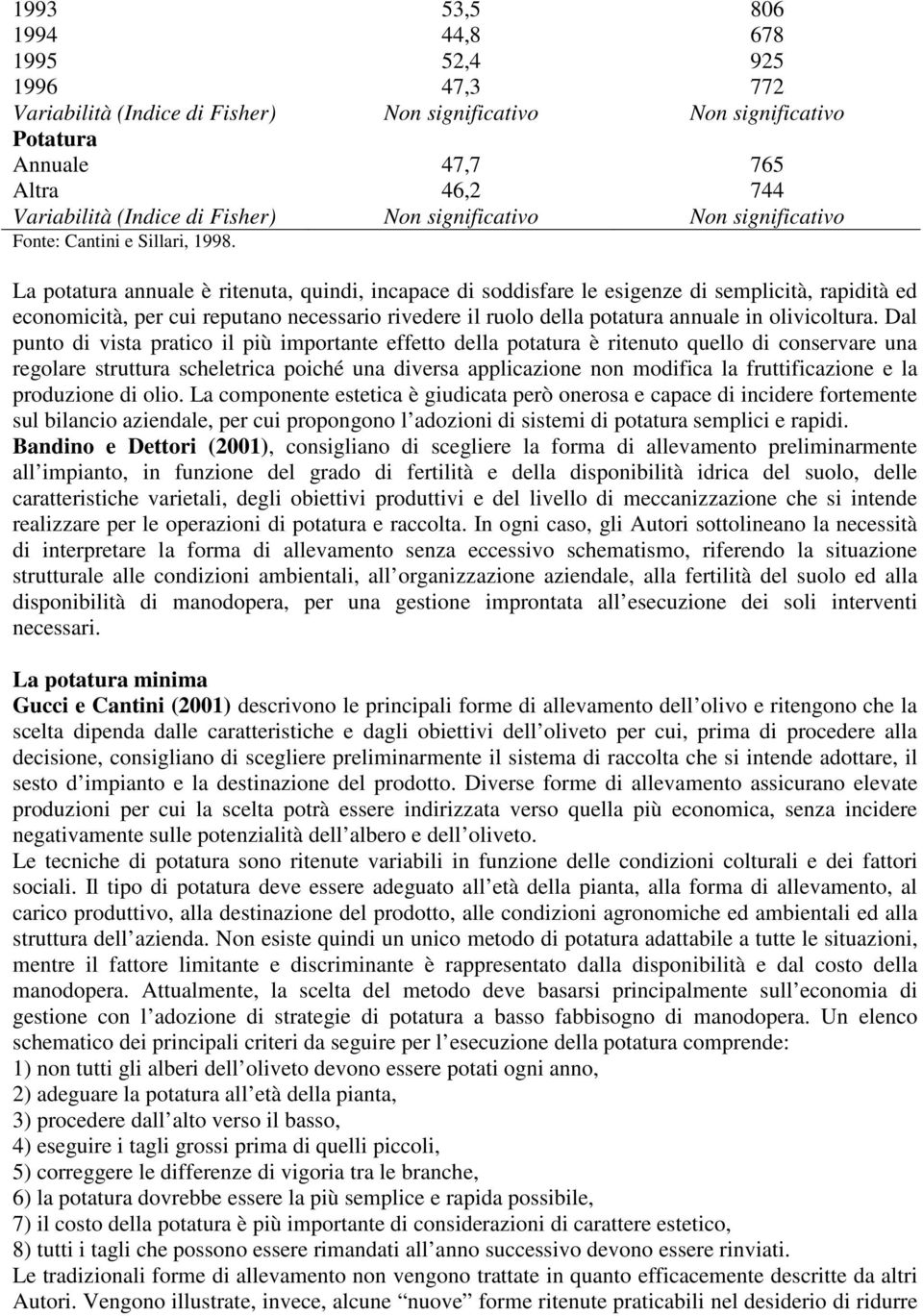 La potatura annuale è ritenuta, quindi, incapace di soddisfare le esigenze di semplicità, rapidità ed economicità, per cui reputano necessario rivedere il ruolo della potatura annuale in olivicoltura.