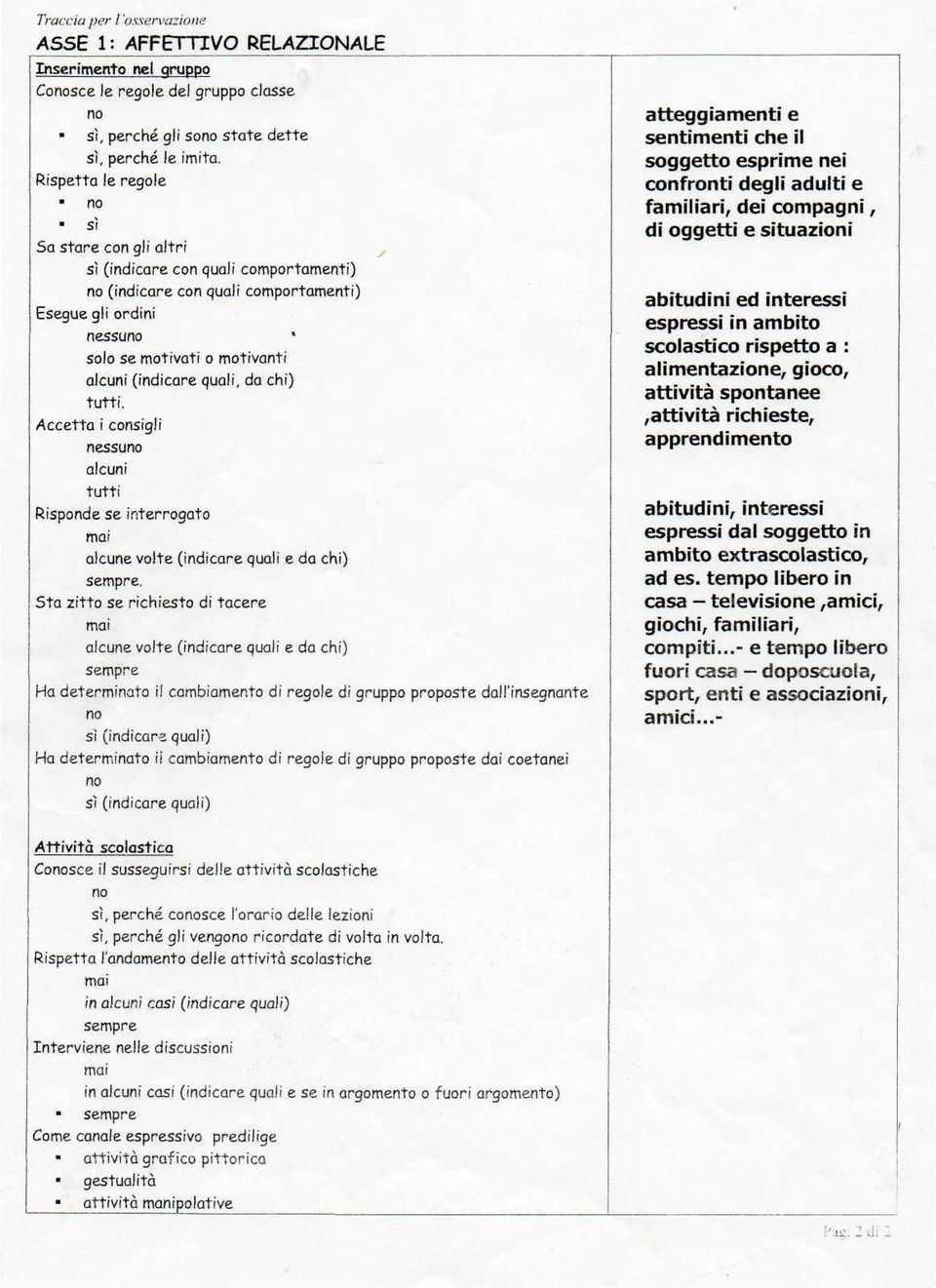 chi) tutti. Accetta i consigli nessu alcuni tutti Risponde se interrogato alcune volte (indicare quali e da chi) sempre.