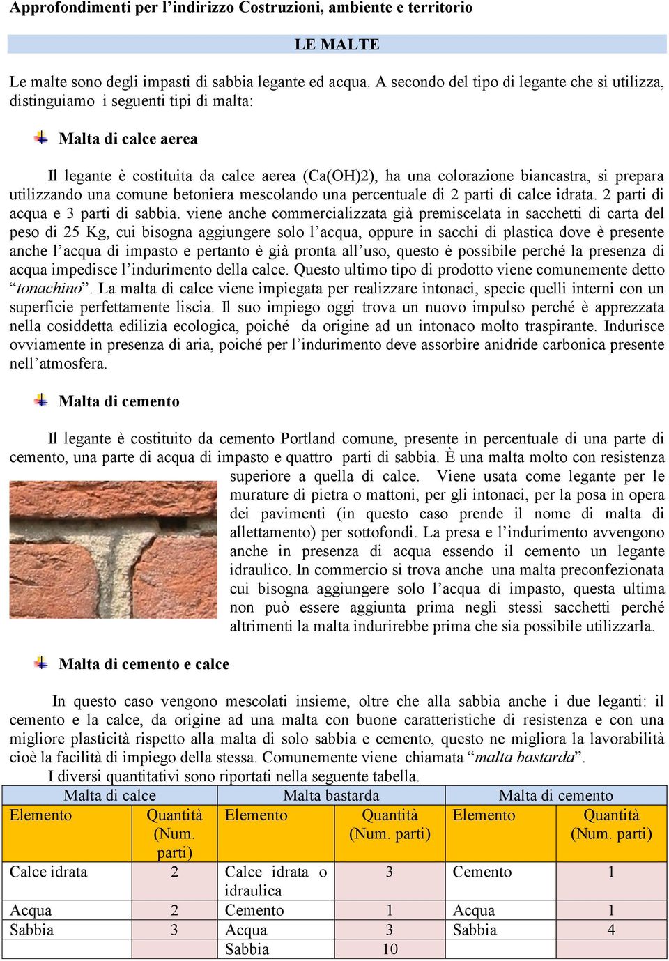 utilizzando una comune betoniera mescolando una percentuale di 2 parti di calce idrata. 2 parti di acqua e 3 parti di sabbia.