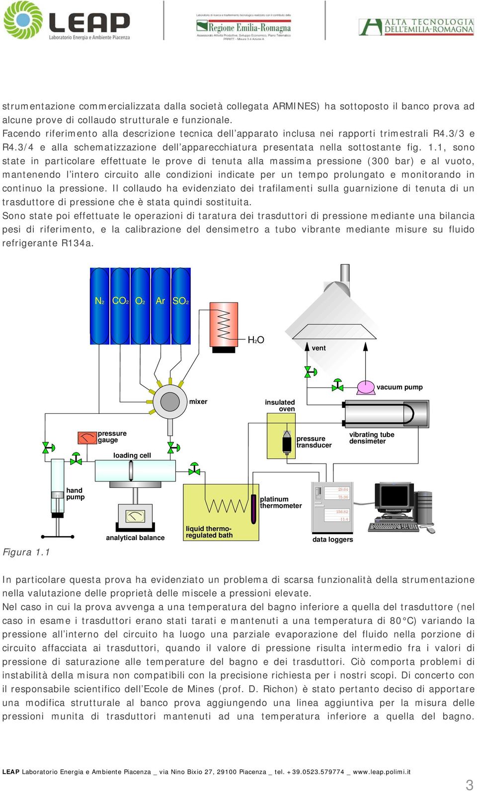 1, sono state in particolare effettuate le prove di tenuta alla massima pressione (300 bar) e al vuoto, mantenendo l intero circuito alle condizioni indicate per un tempo prolungato e monitorando in